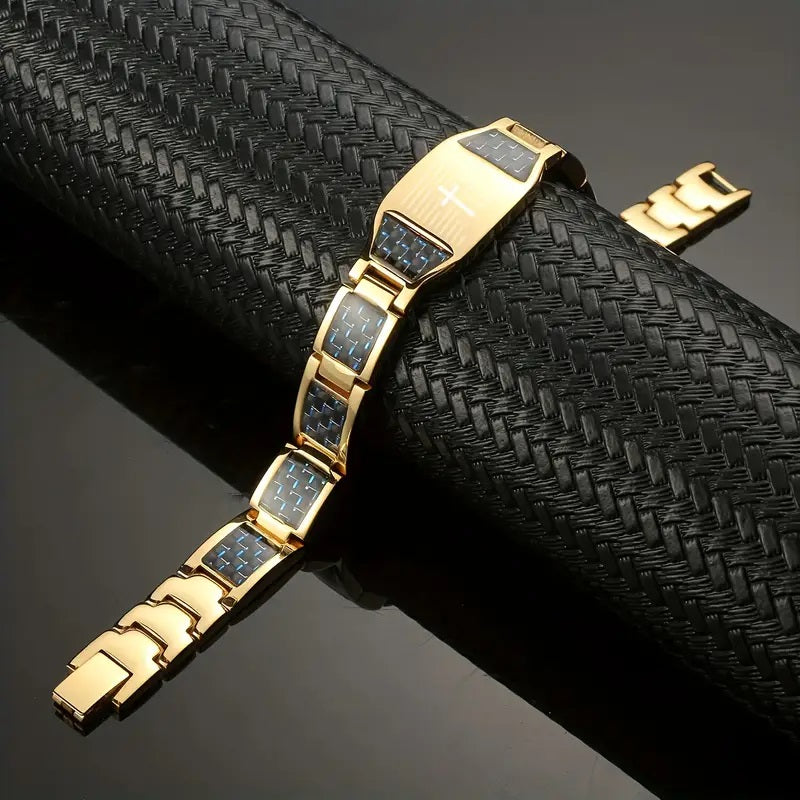 Magnetic Cross Bracelet for Men – Stainless Steel with Adjustable Sizing Tool – Customizable Jewelry Gift for Him, Husband, Dad