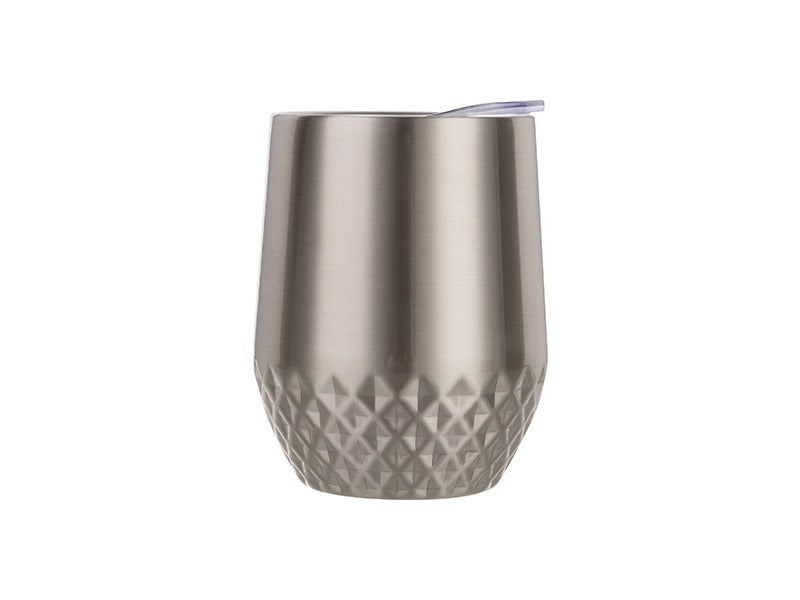 12oz Stainless Steel Stemless Wine Cup with Diamond Pattern