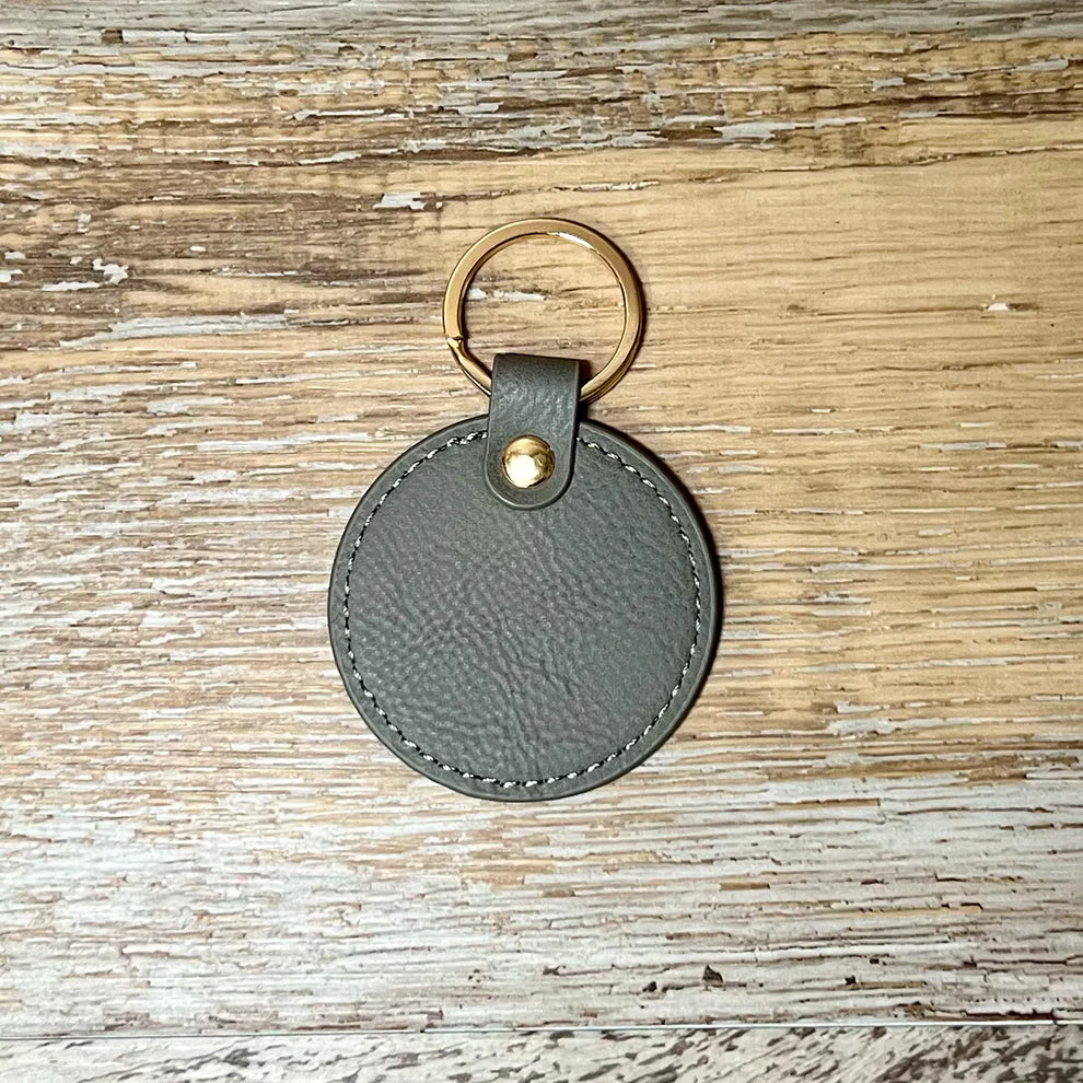 Customizable Leatherette Circle Key Chain/Bag Tag