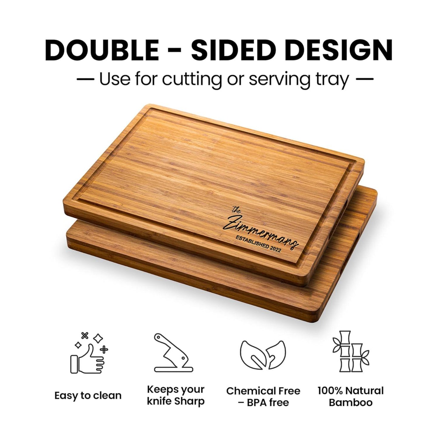 Personalized Bamboo Cutting Board – Custom Engraved Charcuterie Board – Wedding, Anniversary, Housewarming Gift