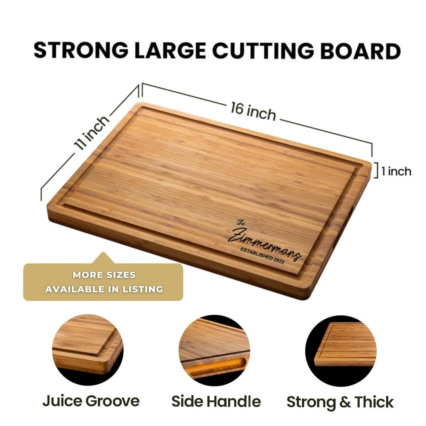 Personalized Bamboo Cutting Board – Custom Engraved Charcuterie Board – Wedding, Anniversary, Housewarming Gift
