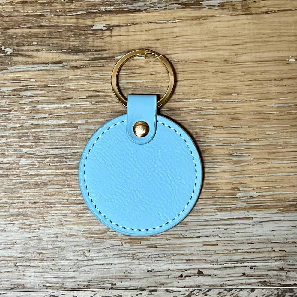 Customizable Leatherette Circle Key Chain/Bag Tag
