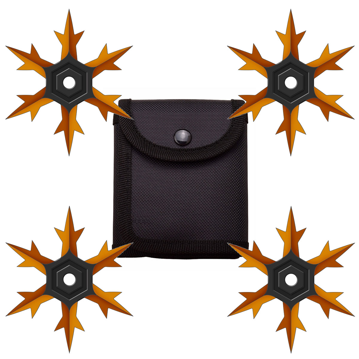 4 Pc Set Six Point Throwing Ninja Stars Snowflake Shurikens