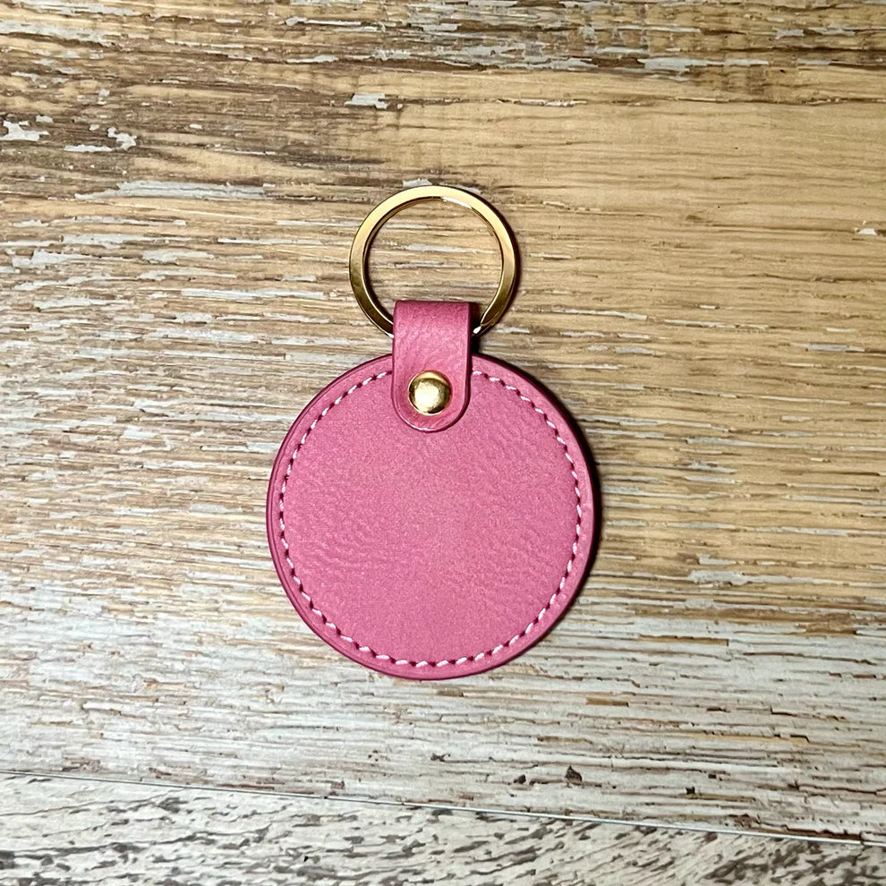 Customizable Leatherette Circle Key Chain/Bag Tag