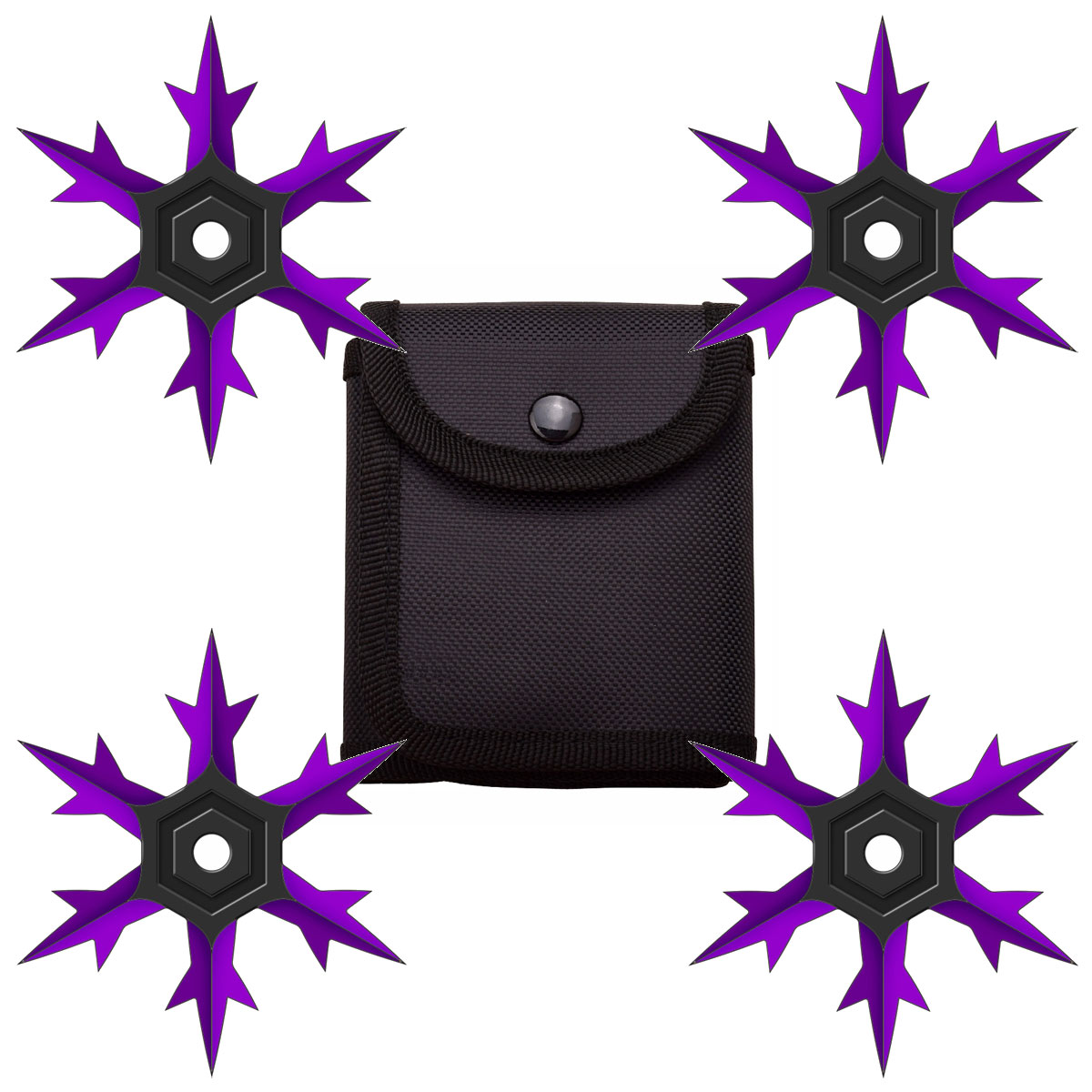 4 Pc Set Six Point Throwing Ninja Stars Snowflake Shurikens