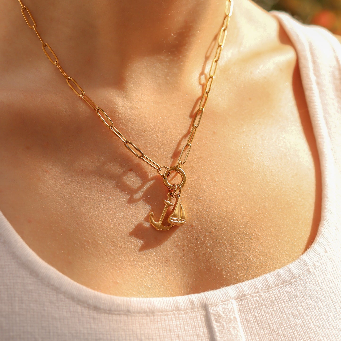 18k Gold PVD Stainless Steel Sailboat Charm / PDL0211