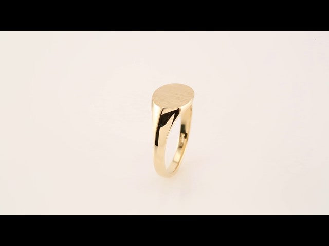 18K Yellow Gold 12x9 mm Oval Signet Ring
