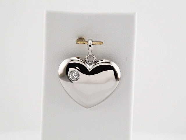 14K White Gold 1/10 CT Natural Diamond Heart Pendant