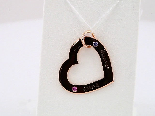14K Rose Gold 2-Stone Posh Mommy�� Medium Engravable Heart Loop Pendant Mounting