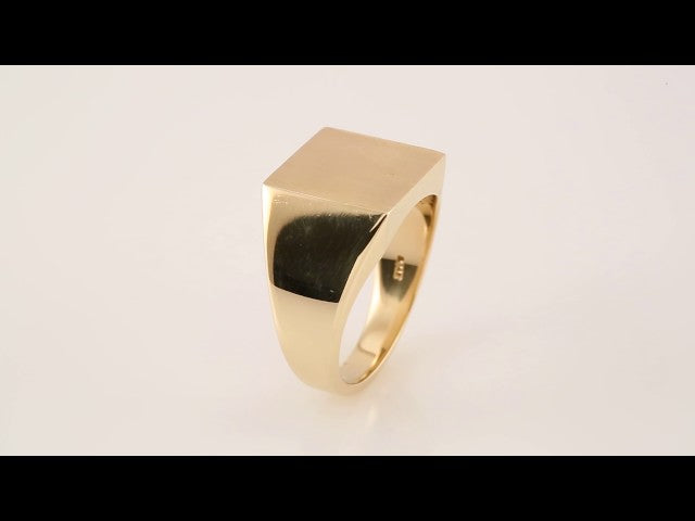 14K Yellow Gold 16 mm Square Signet Ring