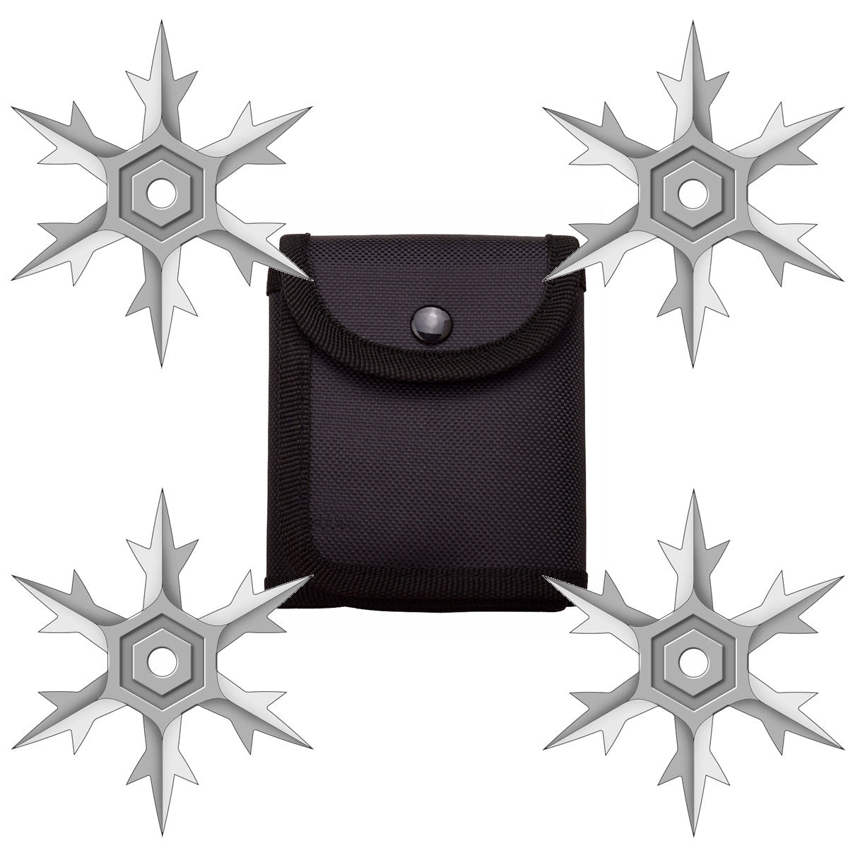 4 Pc Set Six Point Throwing Ninja Stars Snowflake Shurikens