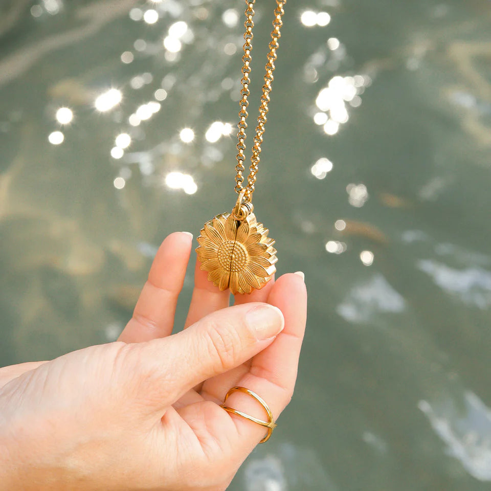 Customizable Sunflower Hidden Message Necklace