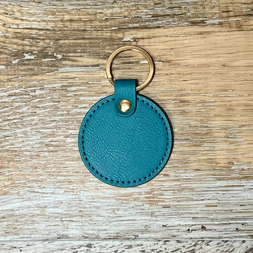 Customizable Leatherette Circle Key Chain/Bag Tag
