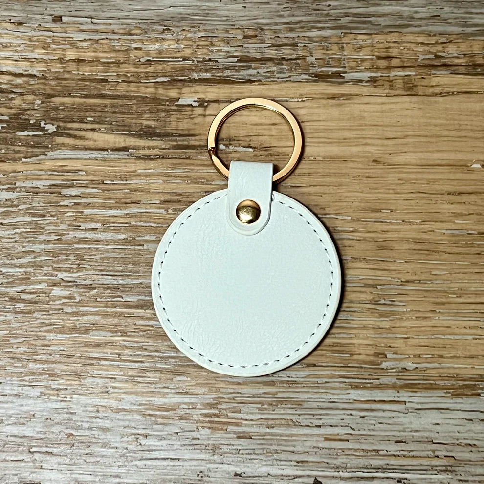 Customizable Leatherette Circle Key Chain/Bag Tag