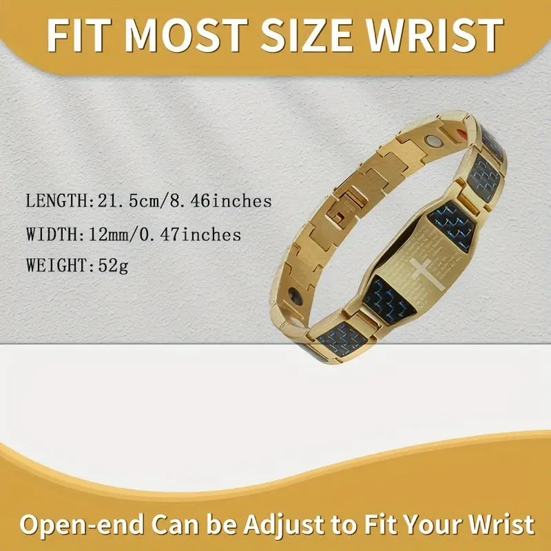 Magnetic Cross Bracelet for Men – Stainless Steel with Adjustable Sizing Tool – Customizable Jewelry Gift for Him, Husband, Dad