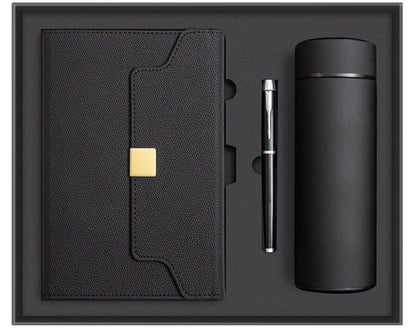 Personalized Vintage Gift Set – Leather Notebook, Pen & Insulated Bottle in Premium Gift Box