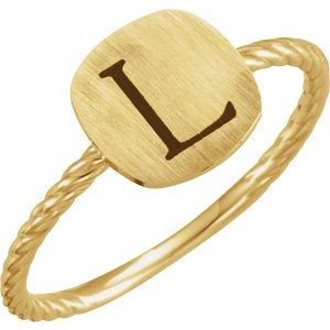14K Yellow Gold Be Posh�� Engravable Rope Signet Ring
