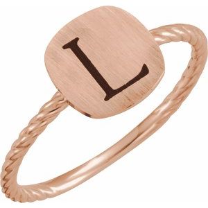 14K Rose Gold Be Posh�� Engravable Rope Signet Ring