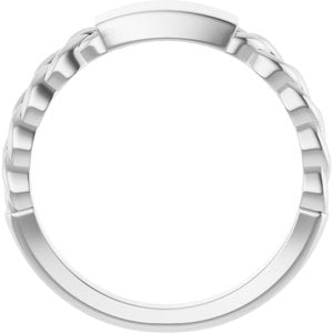 18K Palladium White Gold Engravable Chain Link Ring