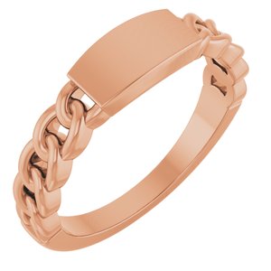 18K Rose Gold Engravable Chain Link Ring
