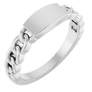 10K White Gold Engravable Chain Link Ring