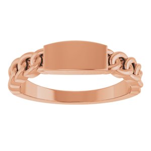 18K Rose Gold Engravable Chain Link Ring