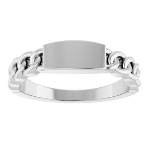 18K X1 White Gold Engravable Chain Link Ring