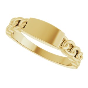 10K Yellow Gold Engravable Chain Link Ring
