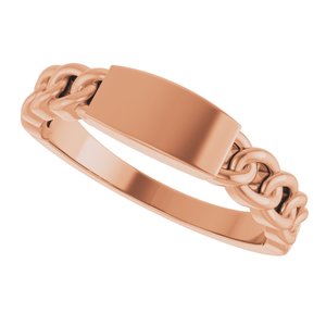 18K Rose Gold Engravable Chain Link Ring