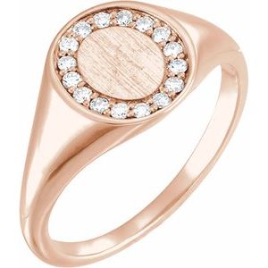 1/6 CTW Natural Diamond Halo-Style Signet Ring