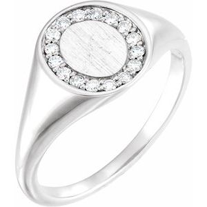 Platinum 1/6 CTW Natural Diamond Halo-Style Signet Ring