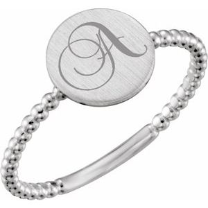 Continuum Sterling Silver Be Posh�� Engravable Beaded Signet Ring