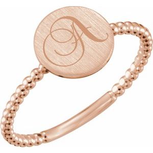 14K Rose Gold Be Posh�� Engravable Beaded Signet Ring
