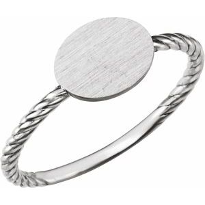 14K White Gold Be Posh�� Engravable Rope Signet Ring