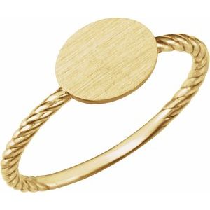 14K Yellow Gold Be Posh�� Engravable Rope Signet Ring