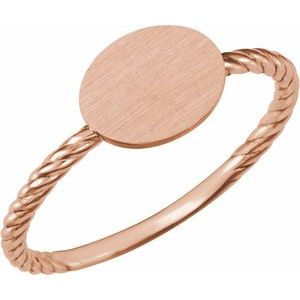 14K Rose Gold Be Posh�� Engravable Rope Signet Ring