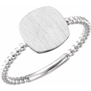 Continuum Sterling Silver Be Posh�� Engravable Beaded Signet Ring