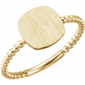 14K Yellow Gold Be Posh�� Engravable Beaded Signet Ring