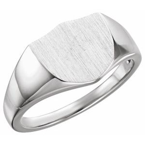 14K White Gold 11 mm Shield Signet Ring
