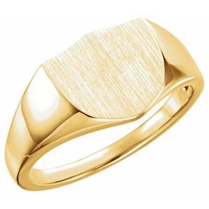 14K Yellow Gold 11 mm Shield Signet Ring