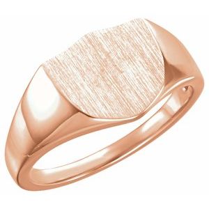 14K Rose Gold 11 mm Shield Signet Ring