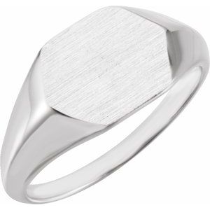 14K White Gold 12x10 mm Geometric Signet Ring