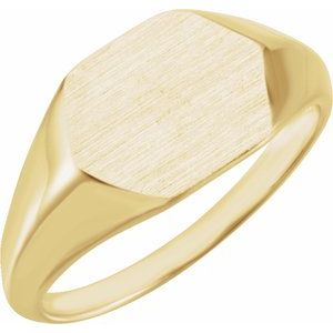 14K Yellow Gold 12x10 mm Geometric Signet Ring
