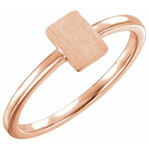 14K Rose Gold 7x5 mm Rectangle Signet Ring