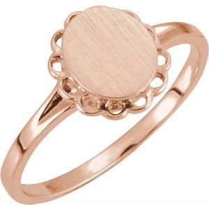 14K Rose Gold 8x6.7 mm Oval Signet Ring