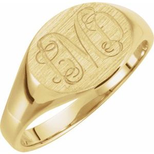 18K Yellow Gold 12x9 mm Oval Signet Ring