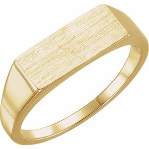 14K Yellow Gold 15x7 mm Rectangle Signet Ring