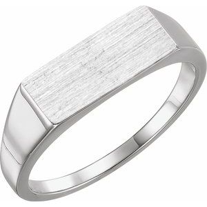14K White Gold 15x7 mm Rectangle Signet Ring