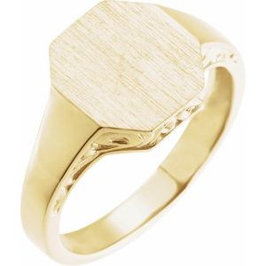 14K Yellow Gold 13x12 mm Octagon Signet Ring