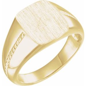 14K Yellow Gold 13x12 mm Rectangle Signet Ring